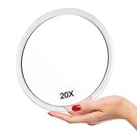 Specchio ingranditore 20X con ventose (rotondo 15cm) - Perfetto per specchio per il trucco - Pinzette - Rimozione di punti neri e macchie - Sopracciglia strappate - Ottimo per la casa e i viaggi