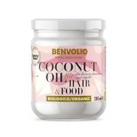 BENVOLIO - Olio di Cocco per Capelli Biologico Total Body Food | 200ml | per Capelli Ricci, Secchi o Crespi | Termoprotettore, Leave in Conditioner | Alimentare | Coconut Oil For Hair