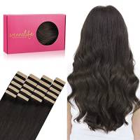 WENNALIFE Extension Capelli Veri Biadesivo, 20pcs 45cm 50g Marrone Scuro Extension Biadesive Capelli Veri Lisci Remy Tape in Hair Extensions