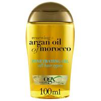OGX Renewing Olio di Argan del Marocco, Olio di argan per capelli morbidi, setosi e luminosi, Olio per capelli con formula rinforzante e anti-crespo, 100 ml