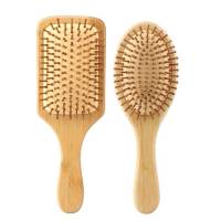 Spazzola per capelli naturale in bambù, composta da due spazzole, adatta per uomini, donne e bambini. Ideale per capelli lunghi e lisci. Realizzata in bambù naturale, per la cura dei capelli