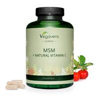 MSM Vegavero® | con VITAMINA C Naturale | Metilsulfonilmetano | Zolfo Organico MSM puro al 99,9% | Vegan | 270 capsule