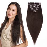20-60cm 65-120g Extension Capelli Veri Clip 100% Remy Human Hair Lisci Corti Allungamento 20cm #2 Marrone Scuro