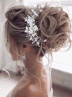 Vakkery - Accessorio per capelli da sposa, cerchietto a forma di pianta rampicante e fiori, con perle, per donne e ragazze (argento)