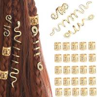 28pcs Dreadlock Perline Clip a Spirale,Capelli Treccia, Accessori Decorazione,Per Uomini e Donne(Oro)